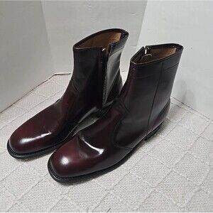 Vintage GOODYEAR Men`s 9D Oxblood Red Leather Side Zip Ankle Boots Made In USA